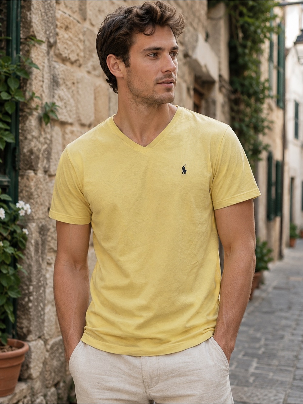 Ralph Lauren Mens Yellow T-Shirt Size 2X Large 100% Cotton XXL